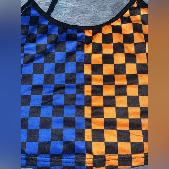 🔴 Colorful checker cami crop top small women SHEIN  consignment - Picture 5 of 7